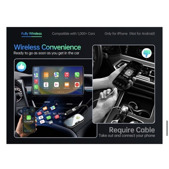 New Wireless CarPlay Adapter for Apple iPhone Converts Factory Wired Car Play - Picture 4 of 12